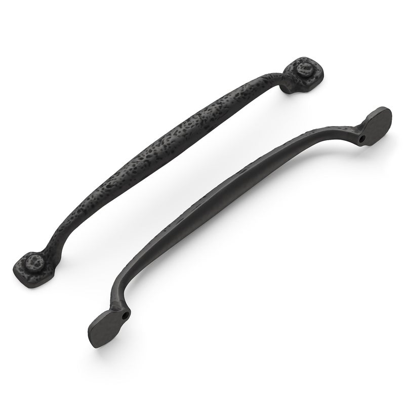 Hickory Hardware 1 Pack Solid Core Kitchen Cabinet Pulls, Luxury Cabinet Handles, Hardware for Doors & Dresser Drawers, 7-9/16 Inch (192mm) Hole Center, Black Iron, Refined Rustic Collection - Image 1
